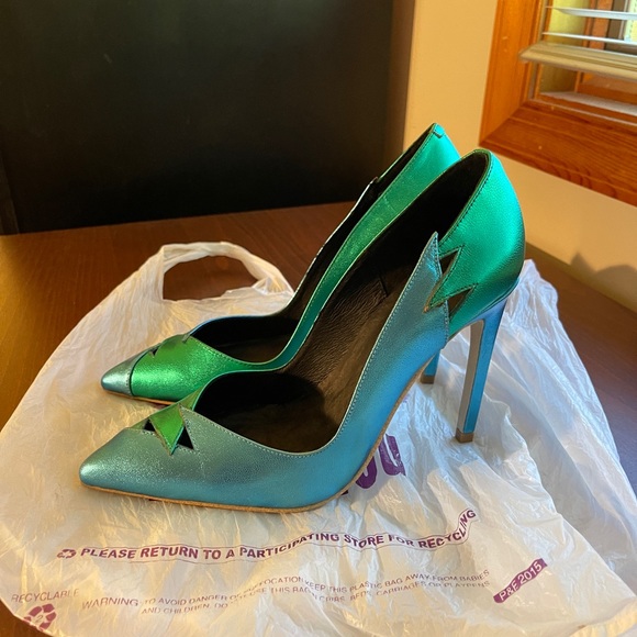 New Jeffrey Campbell Green Blue Stiletto Heels US6 - Picture 3 of 10